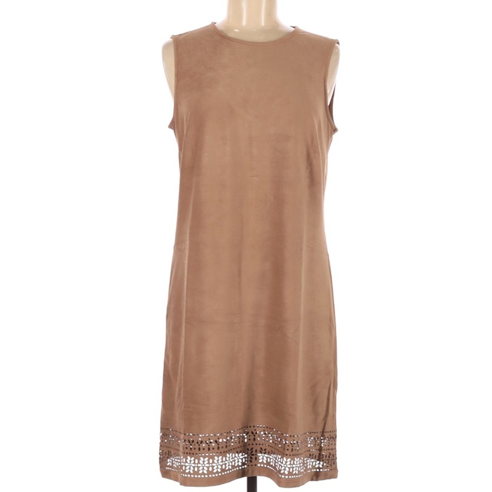 Lila Rose laser cut faux suede shift dress